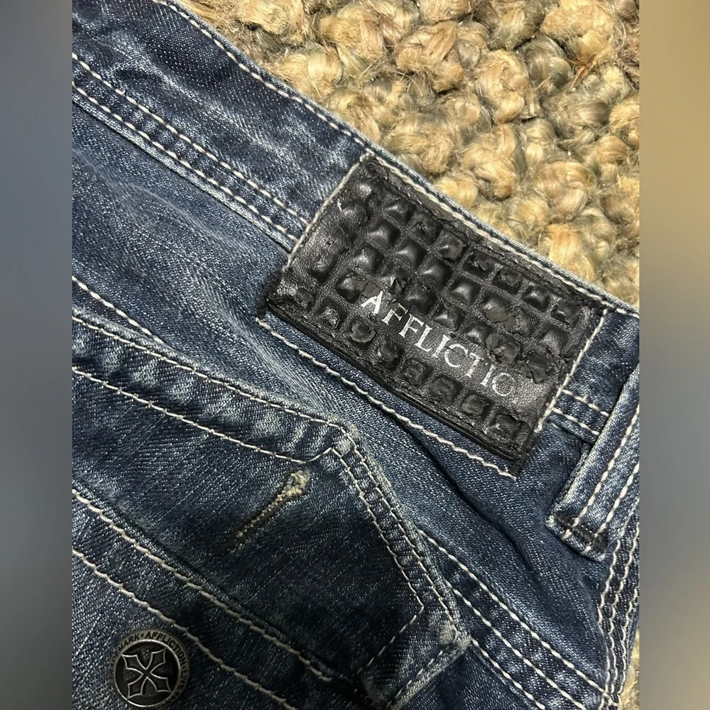 Affliction Black Premium Blake Relaxed straight Distressed Jeans Dark wash